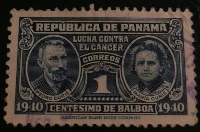 Panama: 1941 Pierre and Marie Curie - New Colours 1 C. (Collectible Stamp).
