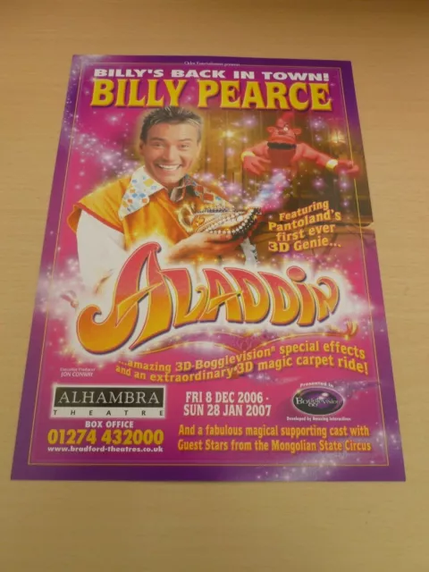 Billy Pearce Aladdin Bradford Alhambra Theatre Pantomime Flyer 2006