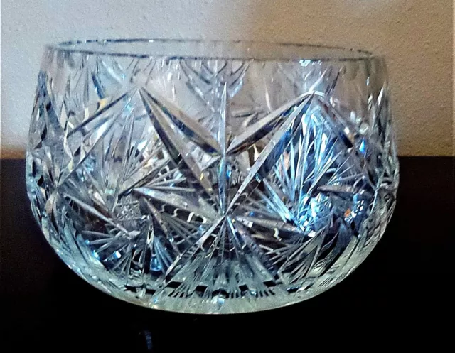 Gorgeous American Brilliant Period Cut Glass Large Heavy Bowl Sparkly
