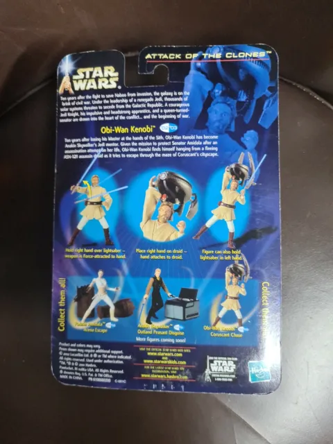 Star Wars Attack of the Clones OBI WAN KENOBI Figura Coruscant Chase 2002 IN SCATOLA 2