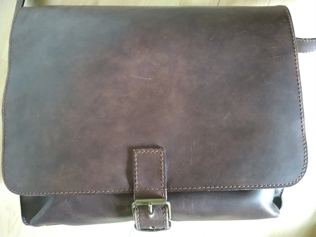Shalimar, Aktentasche,  XL Leder Lehrer-Tasche Umhängetasche, Braun, MEGA