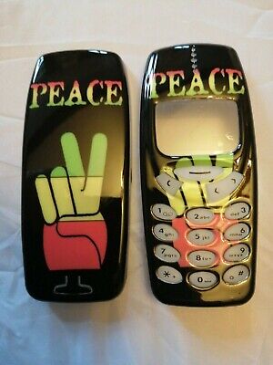 Black Hippy Peace Nokia 3310 / 3330 Fascia Front and Back Cover Housing Keypad