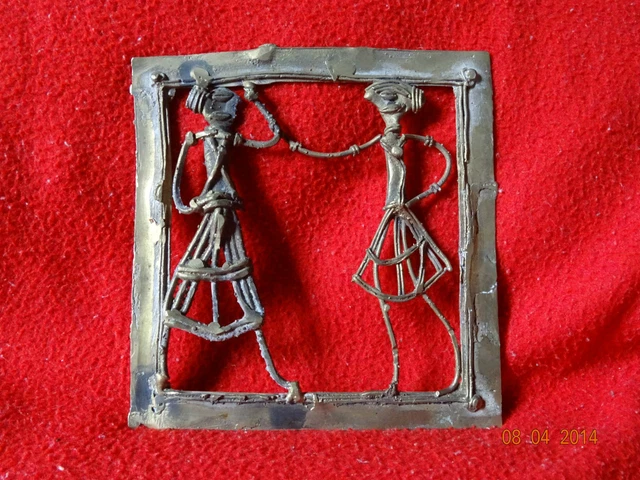 World Rare Vintage African Tribal People Liberian Hand Carved Brass Fine Art #14 3
