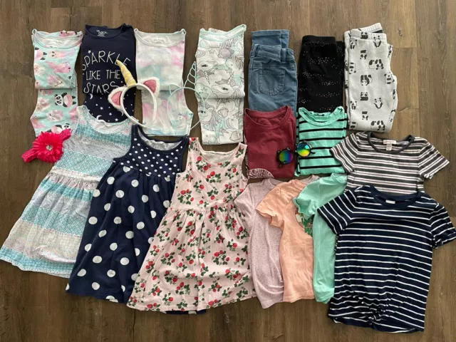 Girls 25 pc Lot Spring Clothing Size 6 6X PJs Tops Dresses Leggings Jeans NICE!