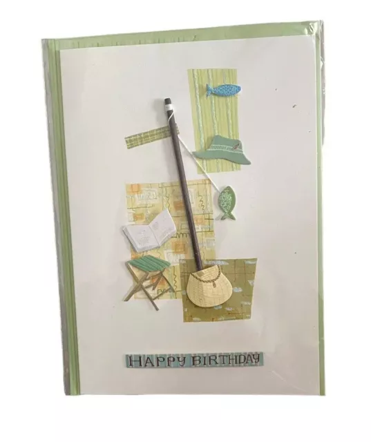 Burgoyne Greeting Card fishing birthday Envelope 3D fisherman fish boys men