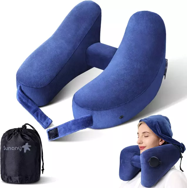 Almohada Inflable para Viajes en Avion Soporte Comodo Cabeza Cuello y Barbilla