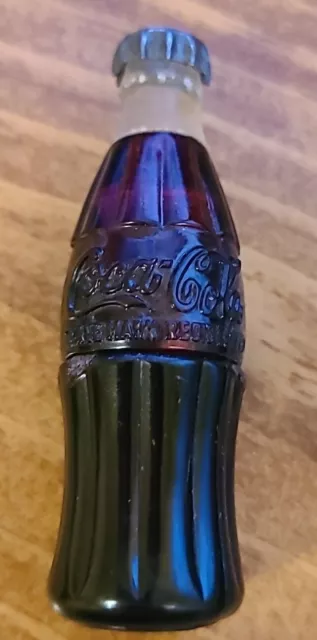 Vintage Coca-Cola Bottle Miniature Doll Black Full Plastic Pop Soda Faux Glass