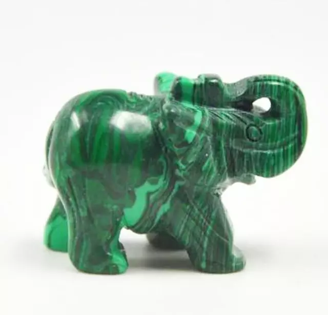 Small Statue Gift Collectable Chinese Natural Green Jade Hand Carved Elephant