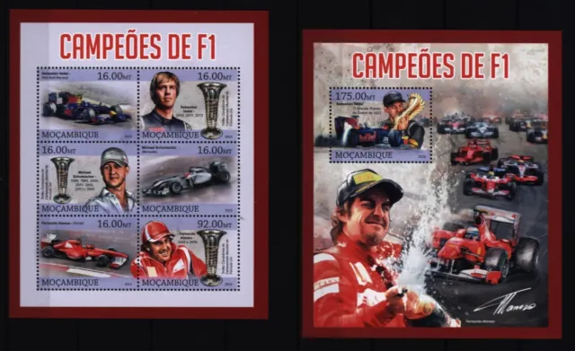 Mozambique 2013 - Formula 1 World Champion Vettel Schumacher No. 6546-51 + Block 754