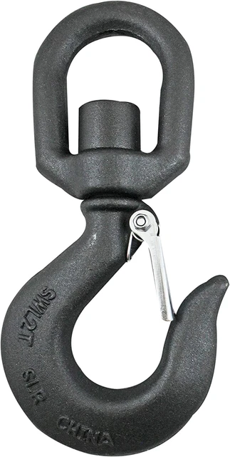 47400981 Drop Forged Carbon Steel Swivel Eye Hook with Latch, 3 Ton Working Load