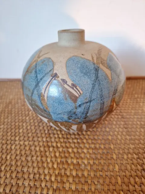Lynn & Adam Newton Studio Pottery Hand Painted Glazed Vase Signed