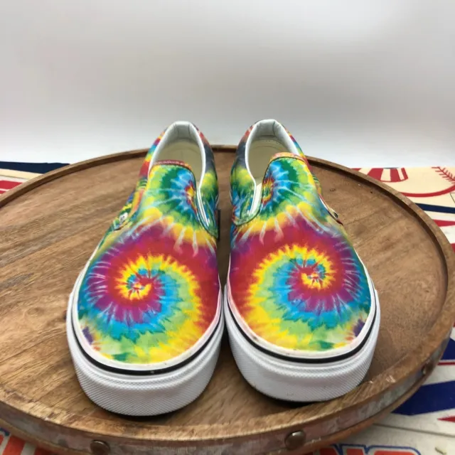 Vans Women's Classic Slip On Washed Tie Dye True White Canvas Shoes Size 9 3