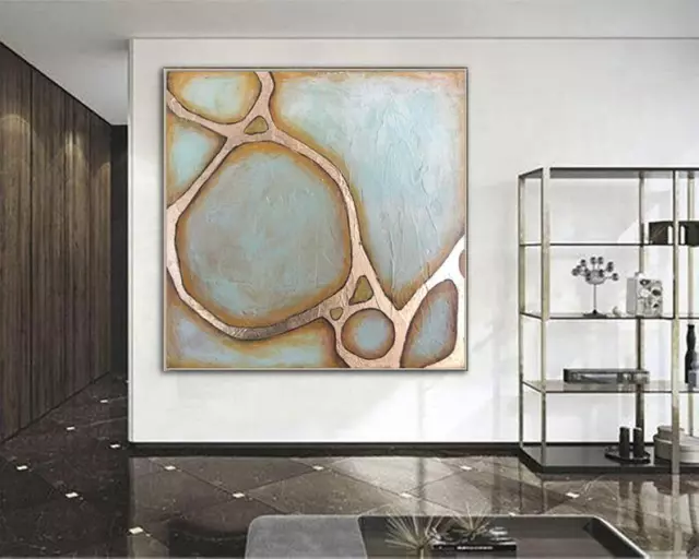 Abstract Oil Paintings On Canvas Extra Large Wall Art Abstract Gold Leaf Hand