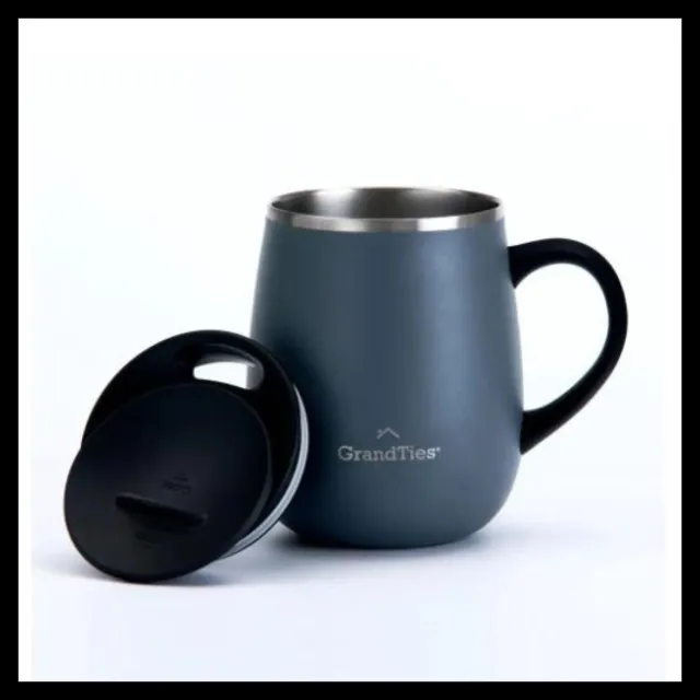 Insulated Coffee Mug with Handle - Sliding Lid for Splash-Proof 16 Oz Wine Glass