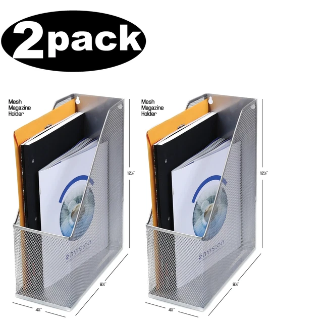 Ybm Home Silver Mesh Steel Magazine Extra Wide Wall Mount Silver