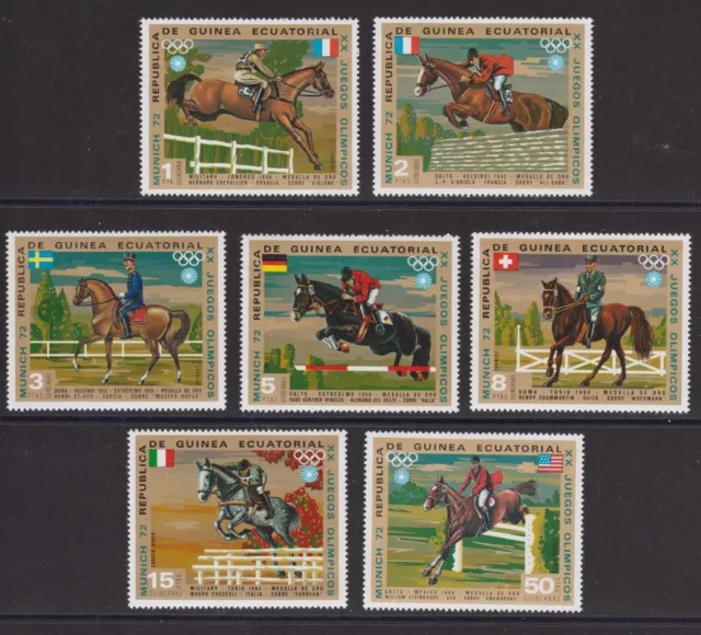 Horses Olympics Munich set of 7 mnh stamps 1972 Equatorial Guinea Dressage