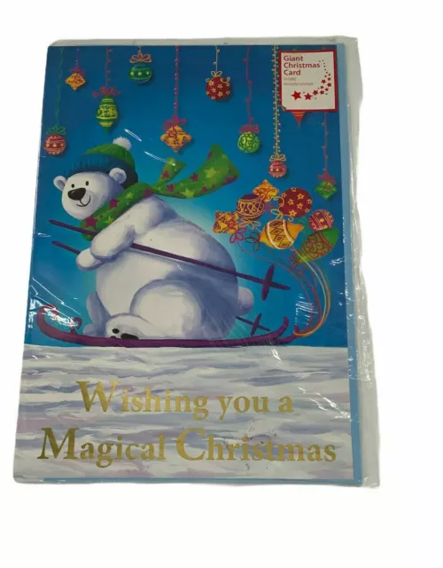 Giant Jumbo 16" Christmas Card: Magical Christmas With Decorative Envelope  New