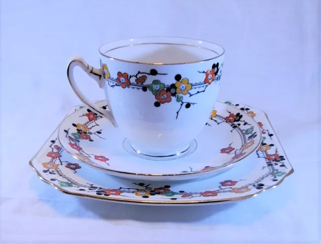 Art Deco Foley China Teacup,Saucer and Sideplate by EB&Co 1930