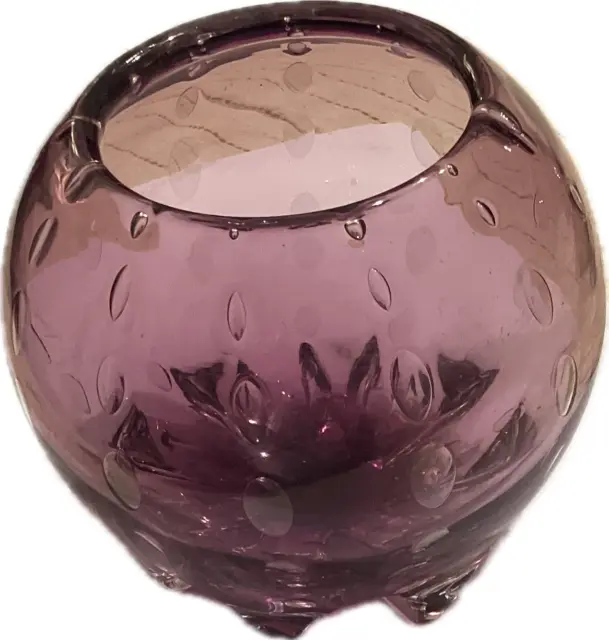 Stevens & Williams Vintage Purple Controlled Bubble Glass Vase