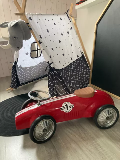 🐻 Jouet Voiture Enfant Véhicule Vilac Porteur en Métal Rouge Longueur 80 Cm