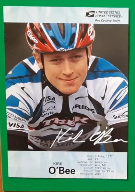 CYCLISME carte cycliste KIRK O'BEE équipe US POSTAL 2000