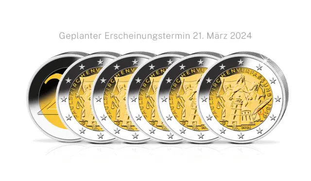 2 Euro Münz Komplettsatz 2024 Paulskirchenverfassung NEU Bankfrisch Stgl.