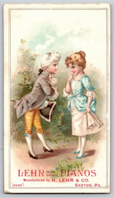 Alvin A. Bender Lehr Pianos Hanover, PA Victorian Trade Card Boy & Girl