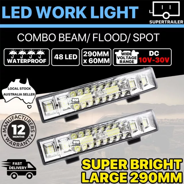 Pair 48 LED Work Light Bar  Spot Flood Beam Lamp Reverse Offroad 4x4 4WD 10-32V