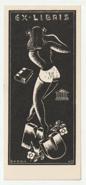 JAN VAN DOORN: erotisches Exlibris für N U, 1947