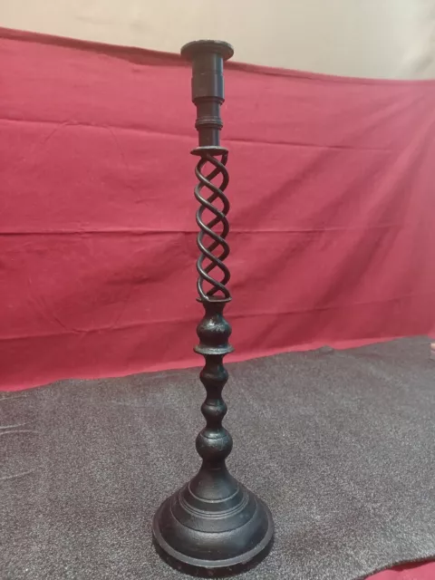 Pair of Cast Iron Candlesticks 21 3/4" & 19 1/4" 2