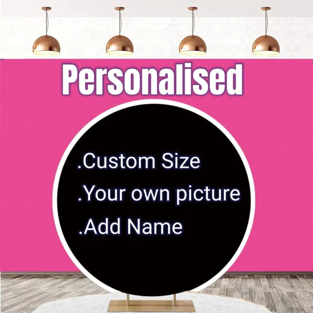 Personalise Round Backdrop Cover Birthday wedding Party Background Square Banner