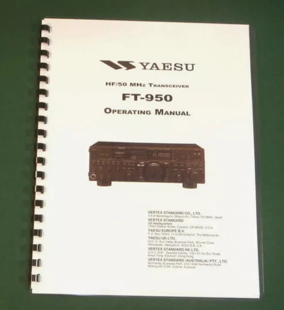 Yaesu FT-950 Instruction Manual -  Premium Card Stock Covers & 32 LB Paper!