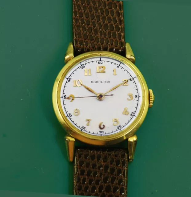 Vintage 1950's  HAMILTON Yellow Gold Filled Antique Men's  Rodney Watch