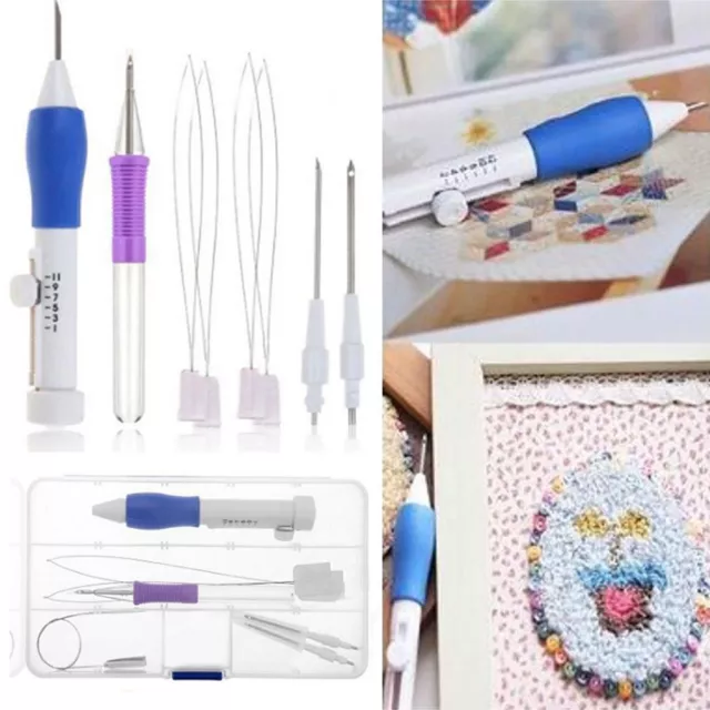 ABS Plastic Stitching Threaders Sewing Embroidery Pen Set Punch Needle Knitting