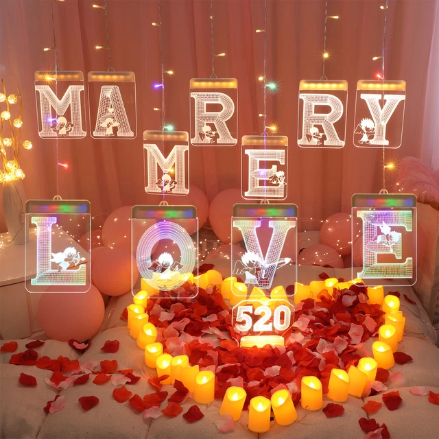 Romantic Led String Light USB Flameless Lamps LED Marry ME Letter String Lights