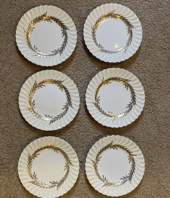 Retired Set 6 Minton England Golden Symphony 8" Salad Dessert Luncheon Plates