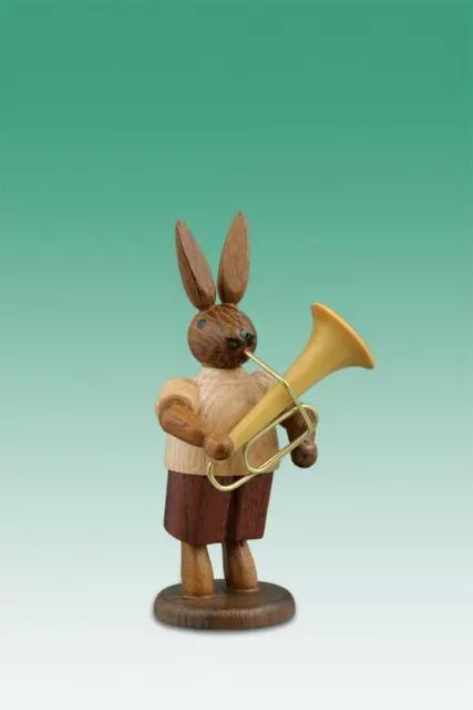 Osterhase Hasenmusikant mit Tuba natur Höhe ca 7,5 cm NEU Osterfigur Osterdeko