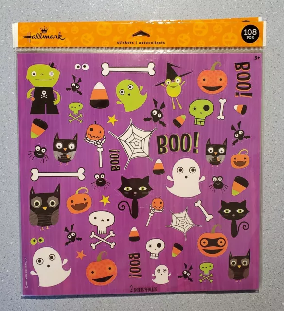 Halloween Stickers - Large 2 Sheet Package - 108 Pieces - Scary Cute