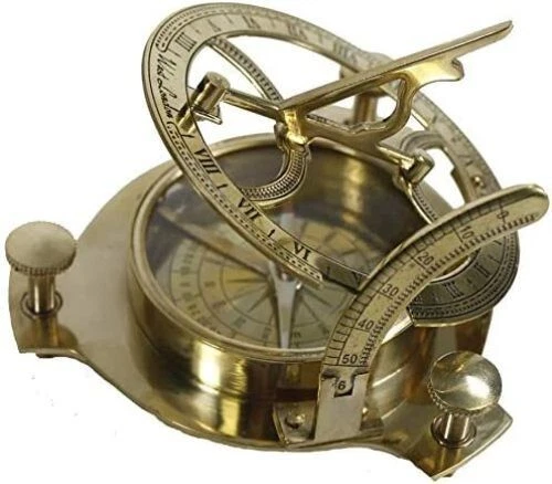 5" Brass Sundial Compass Solid Brass Sundial Compass Rustic Vintage Home Decor