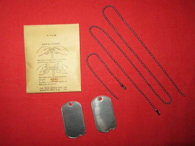 ORIGINAL WW2 US Army Dog Tags & Chains Set Dated 1944 New old stock EUR ...