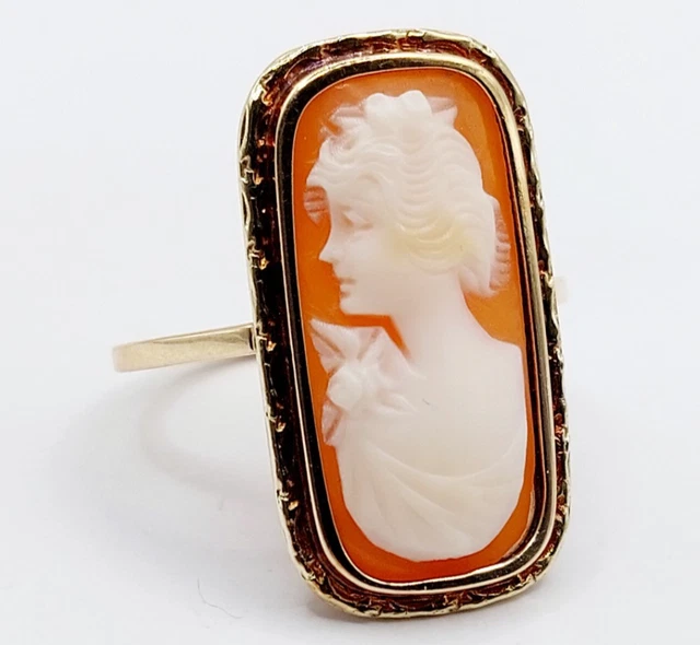 Bague Antique Marquise En Or 18k Avec Camée Agate Et Perle - Taille 55 - Style 1900 - Occasion