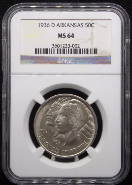 1936 D Arkansas Commemorative Silver Half Dollar 50c NGC MS64 BU Unc #542