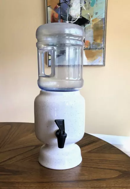 Vintage Ceramic Gravity Feed Water Beverage Dispenser with Pour Spout