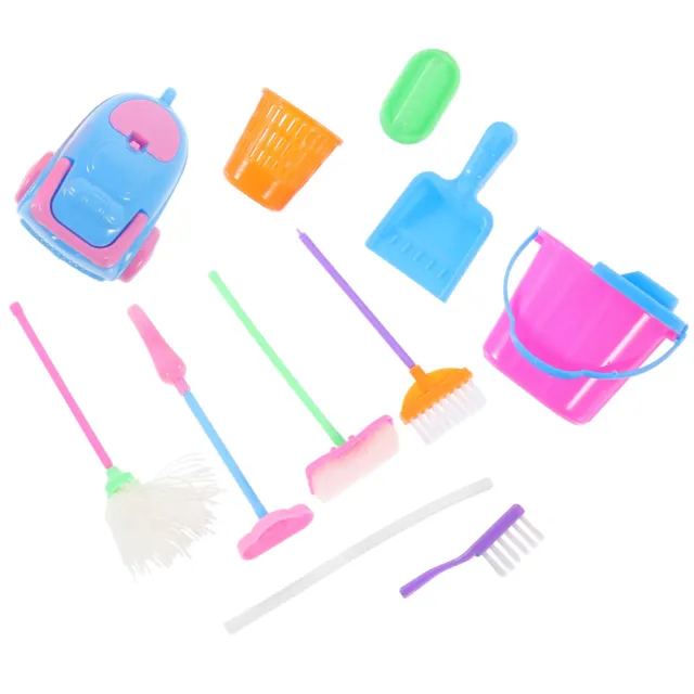 Doll Supplies Plastic Baby Miniature Mop Dustpan Housework Cleaning Kit