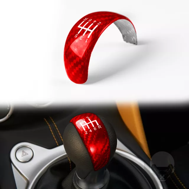 Carbon Fiber Red Interior Gear Shift Knob Cover Trim For NISSAN 370z 2009-2018