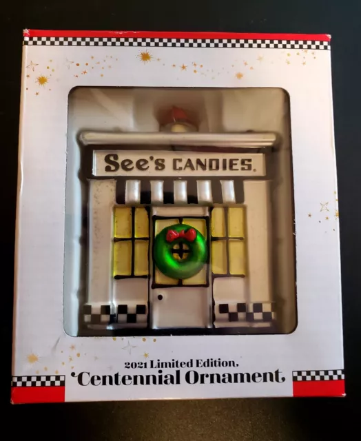 See's Candies 100 Years 2021 Limited Edition Centennial Christmas Ornament Boxed