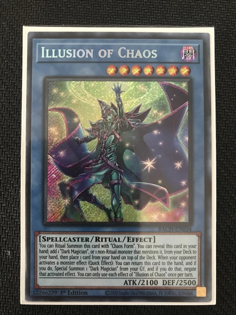Illusion of Chaos 1st Edition Secret Rare BACH-EN034 Yu-Gi-Oh! fresh from pack