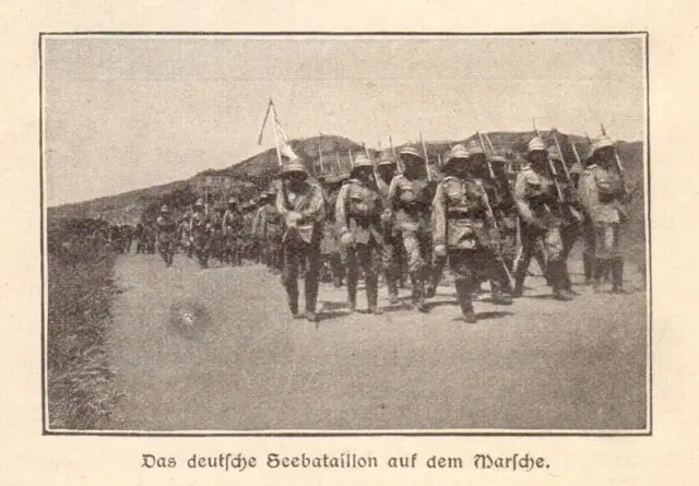 China Tsingtau Qingdao anno 1906 Deutsches Seebatallion - Hist. Abb. von 1906