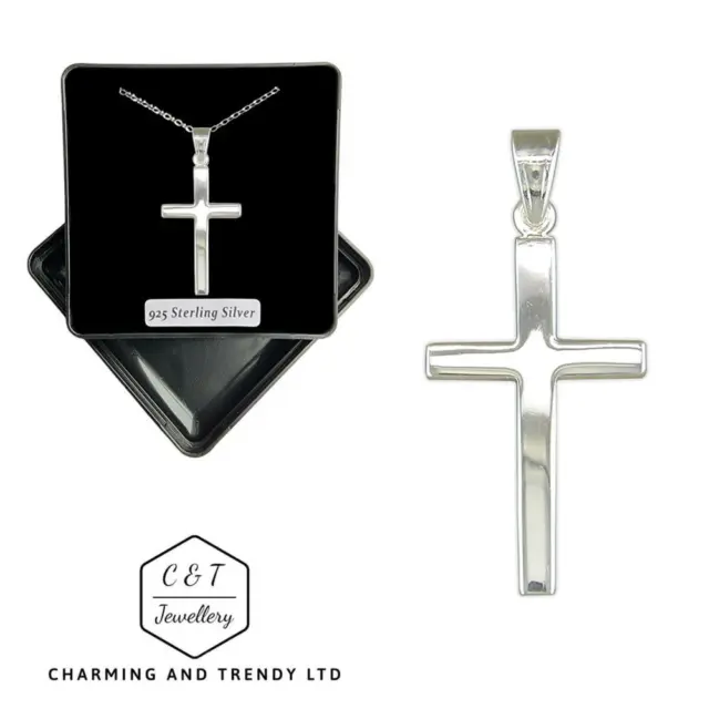 925 Solid Sterling Silver Cross Pendant 29mm x 17mm