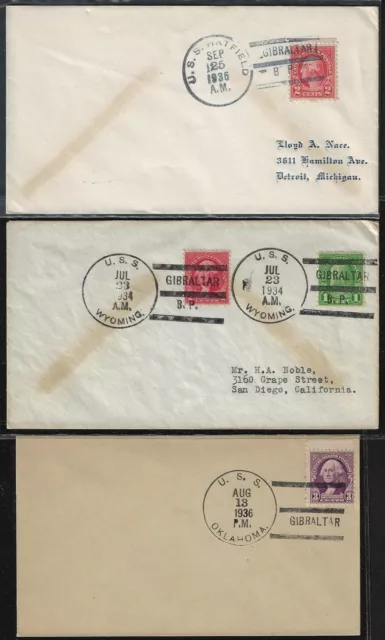 Gibraltar Us 1934 6 Three Us Navy Ships At Gibraltar Port Uss Hatfield Uss Wyomi